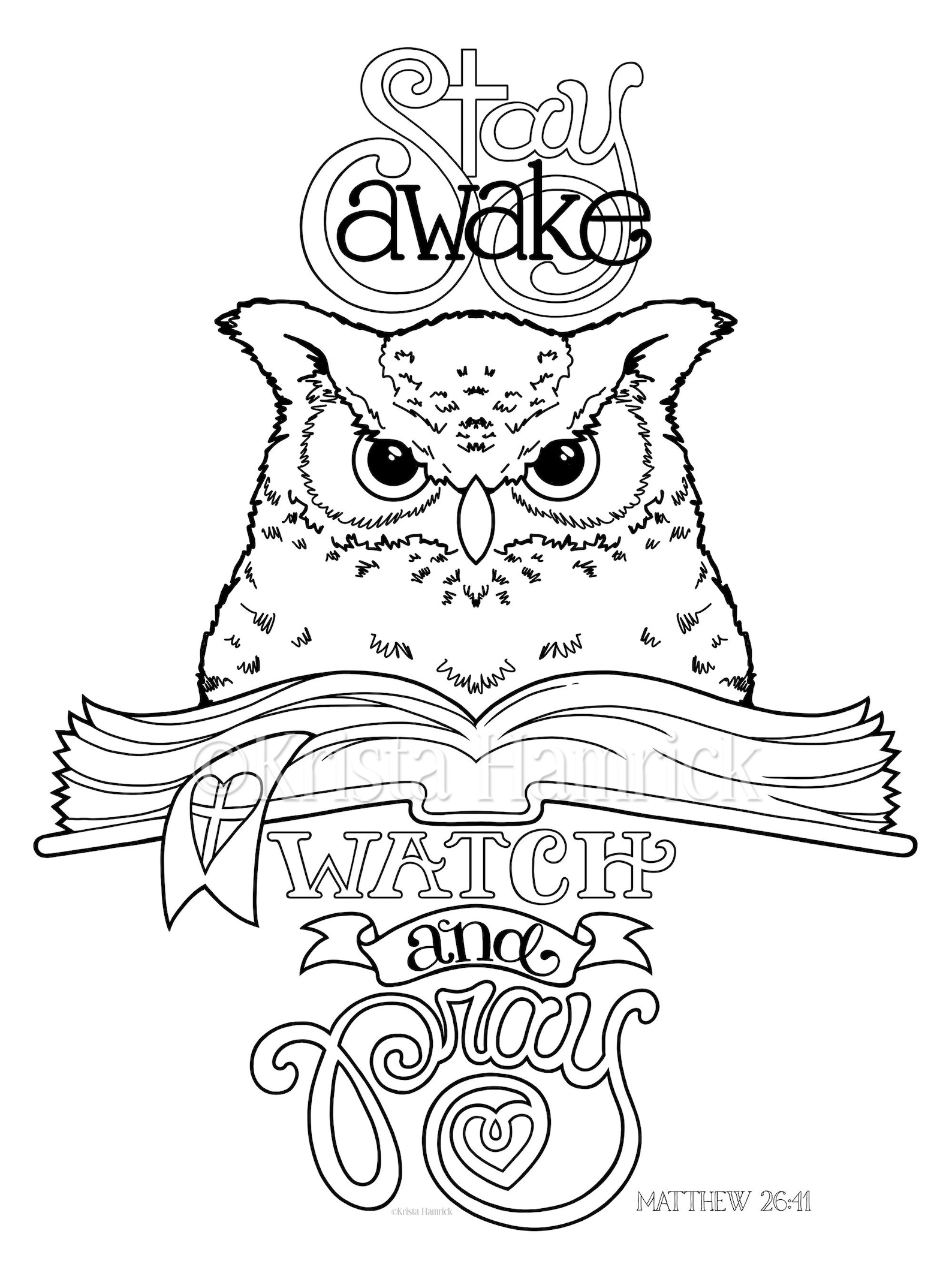 Stay Awake, Watch and Pray-- Coloring Page, Bible Journaling Traceable ...