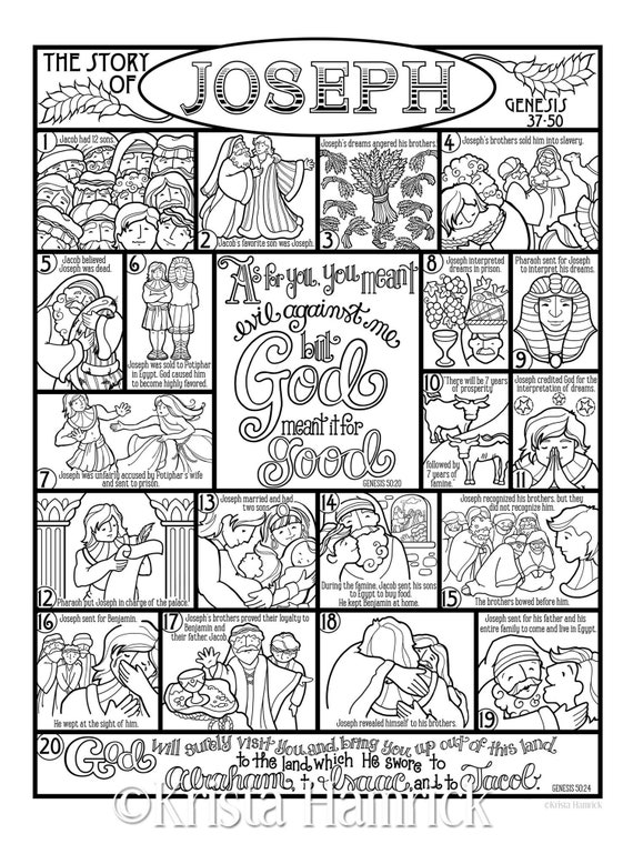 The Story of Joseph Coloring Page in Three Sizes: 8.5X11 - Etsy Australia
