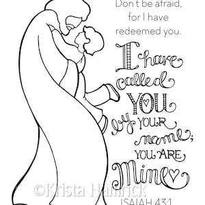 I Have Called You By Name-- Boy  coloring page  8.5X11  Bible journaling tip-in  6X8