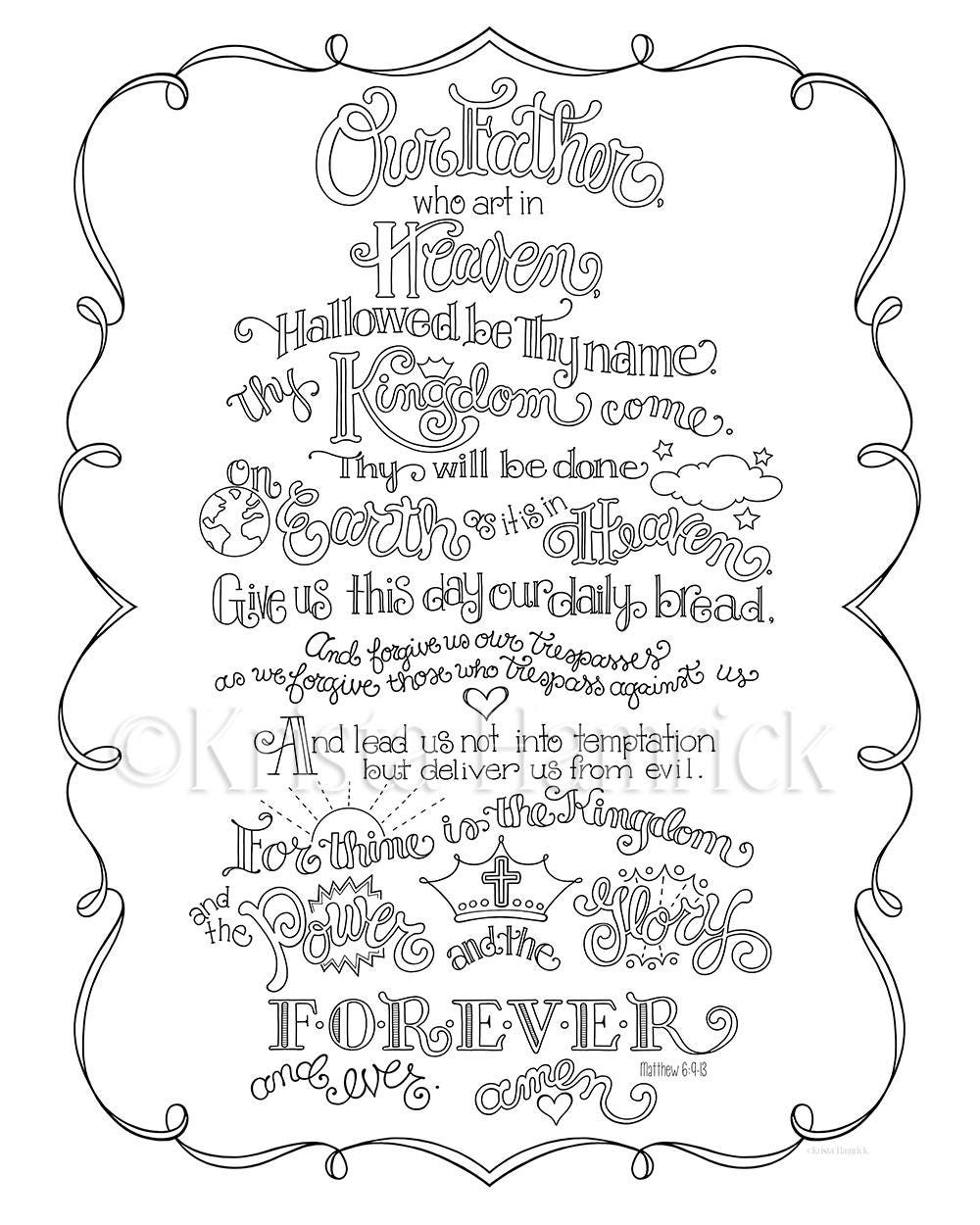 Lord's Prayer bulletin insers. Free printable coloring pages and