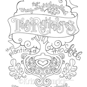 Trees of Righteousness  coloring page  8.5X11  Bible journaling tip-in  6X8