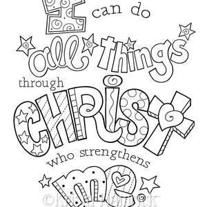 I Can Do All Things Through Christ Coloring Page 8.5X11 Bible - Etsy