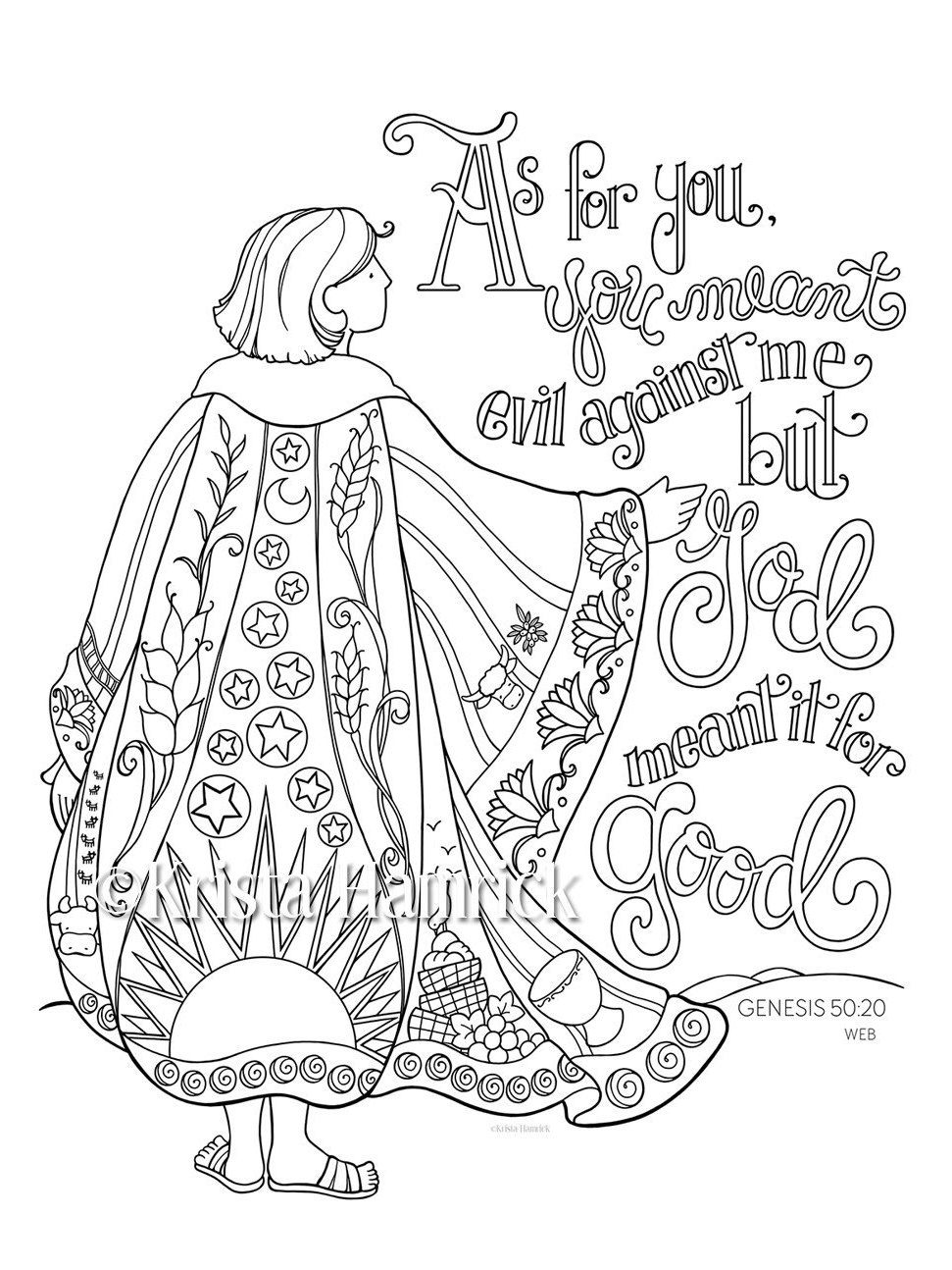 Download Joseph's Coat of Many Colors coloring page 8.5X11 Bible | Etsy