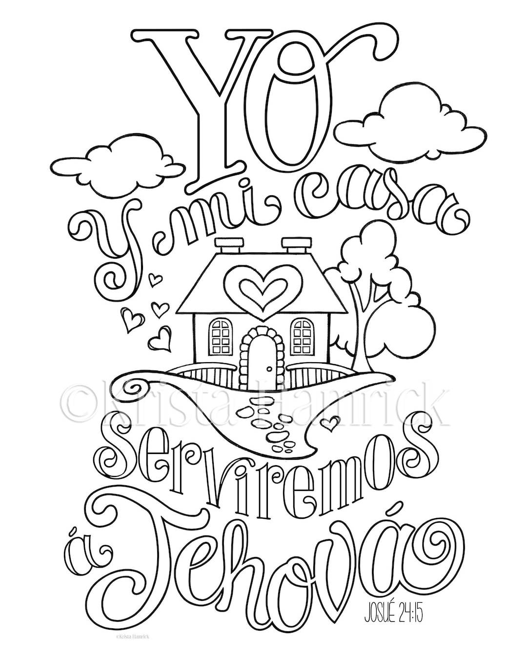 spanish my house coloring page in two sizes: 8.5x11, bible