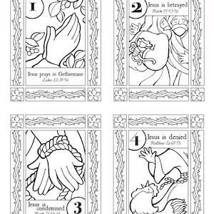 The Way of the Cross--17 coloring pages depicting the Scriptural Way of the Cross