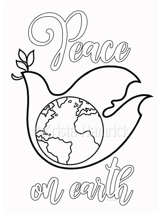 Peace Dove Coloring Page In Two Sizes 8 5x11 Bible Etsy