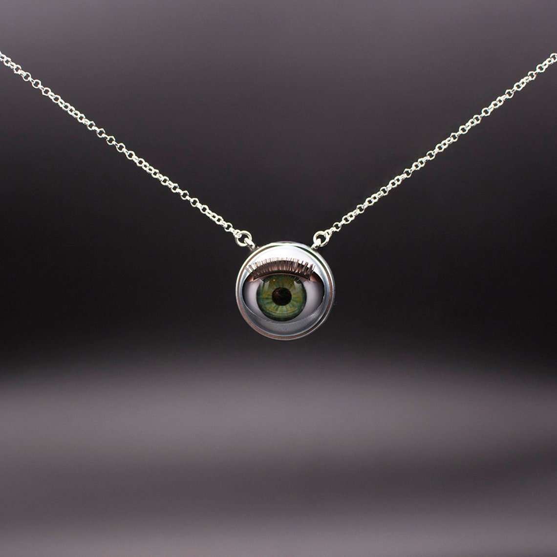 Doll Eye Necklace Eye Jewellery Unusual Necklace Green Etsy