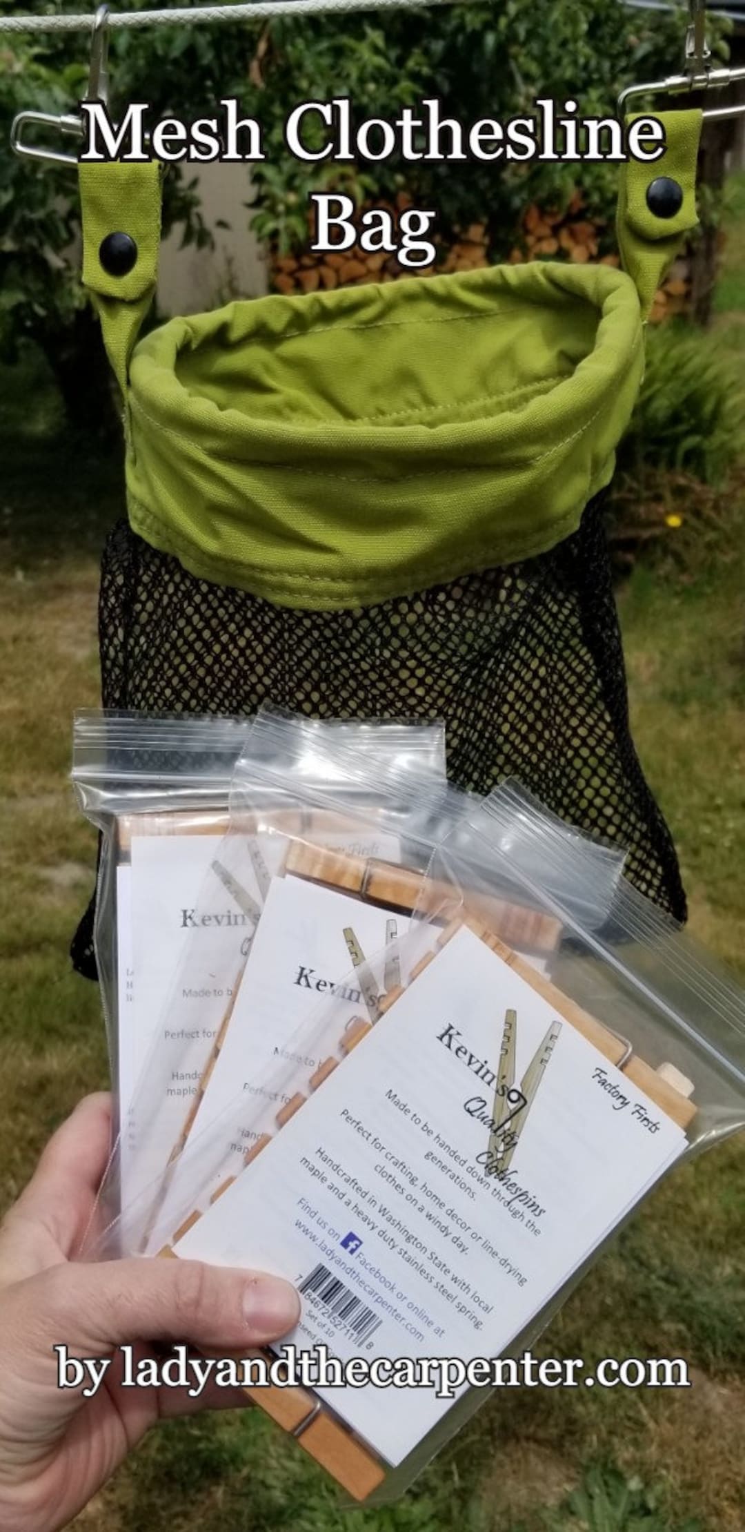 Clothesline SPECIAL: Bag & Maple Clothespins Set, Marine-grade Canvas ...