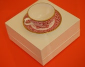 A Miniature SPODE Fine Bone China Pink Floral CUP SAUCER - Ideal Gift Present