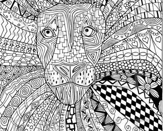 Lion Zentangle Adult Coloring Page