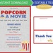 Popcorn Invitation, Movie Invitation, EDITABLE Template, Boy or Girl ...