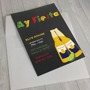 Party invitation, Instant Download, Ay Fiesta Invite, Descárgalo instantáneamente, Editable Text, FREE Thank You Card,  tarjeta GRATIS