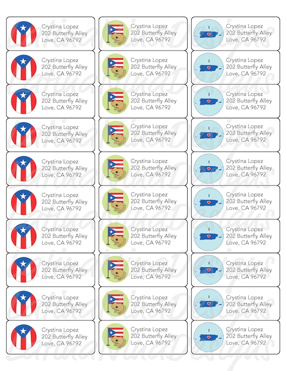 Puerto rico Address labels printed labels Puerto Rico Etsy