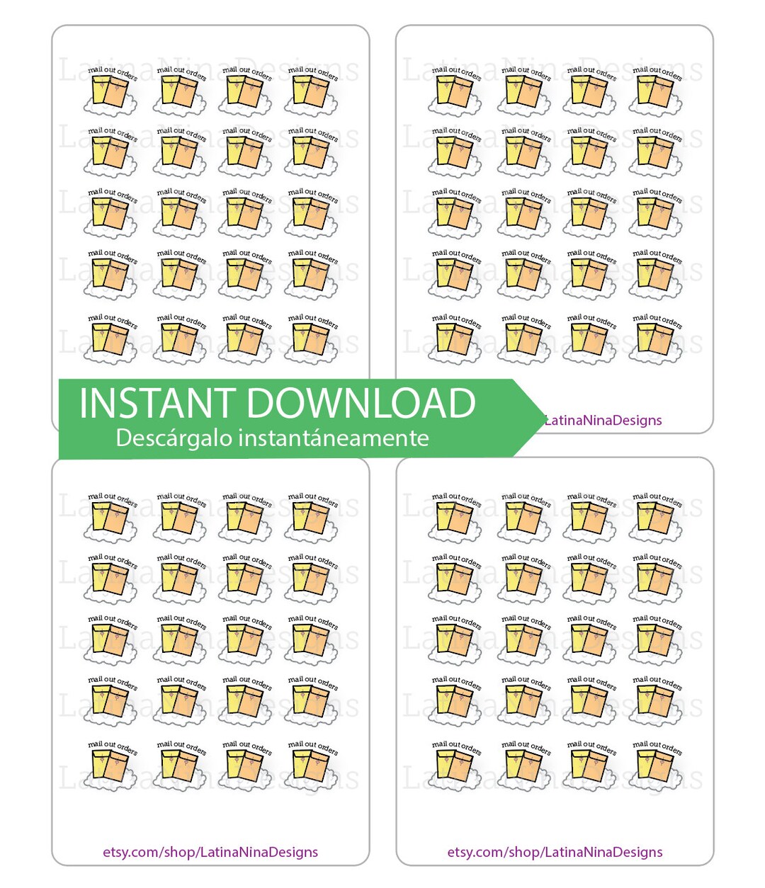 Stickers de descarga inmediata, correo a orden pegatinas, etiquetas de correo, etiquetas