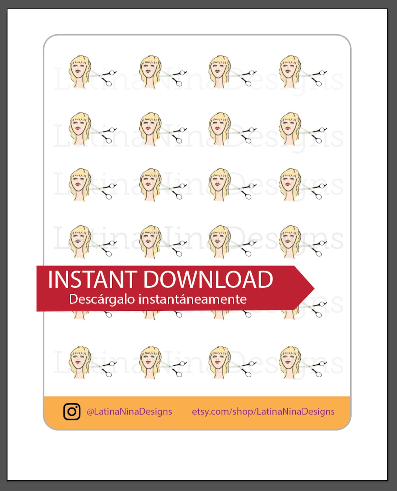 Blonde Hair Stickers, Hair Appointment, Planner Stickers, Instant