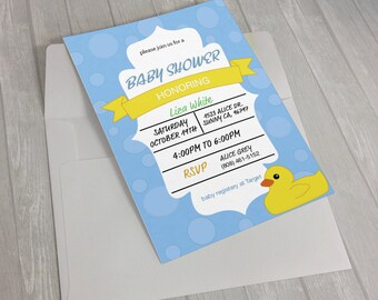 Baby Shower invitation, Rubber Duck, free download ducky thank you cards, Instant Download, Editable Text, Kawaii duck, DIY,  20% Off