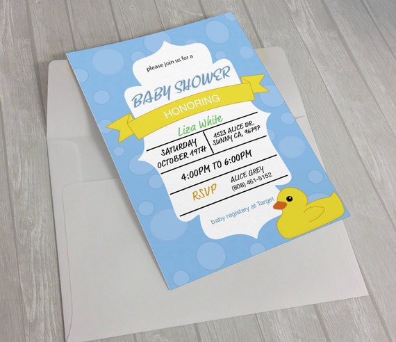 duck theme baby shower invitations