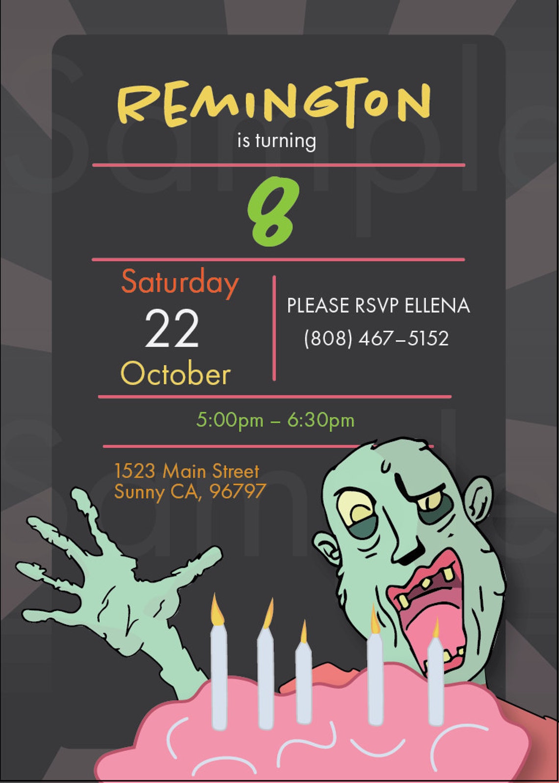 Birthday Invitation, Editable Template, Kids Party, Zombie Invitation ...