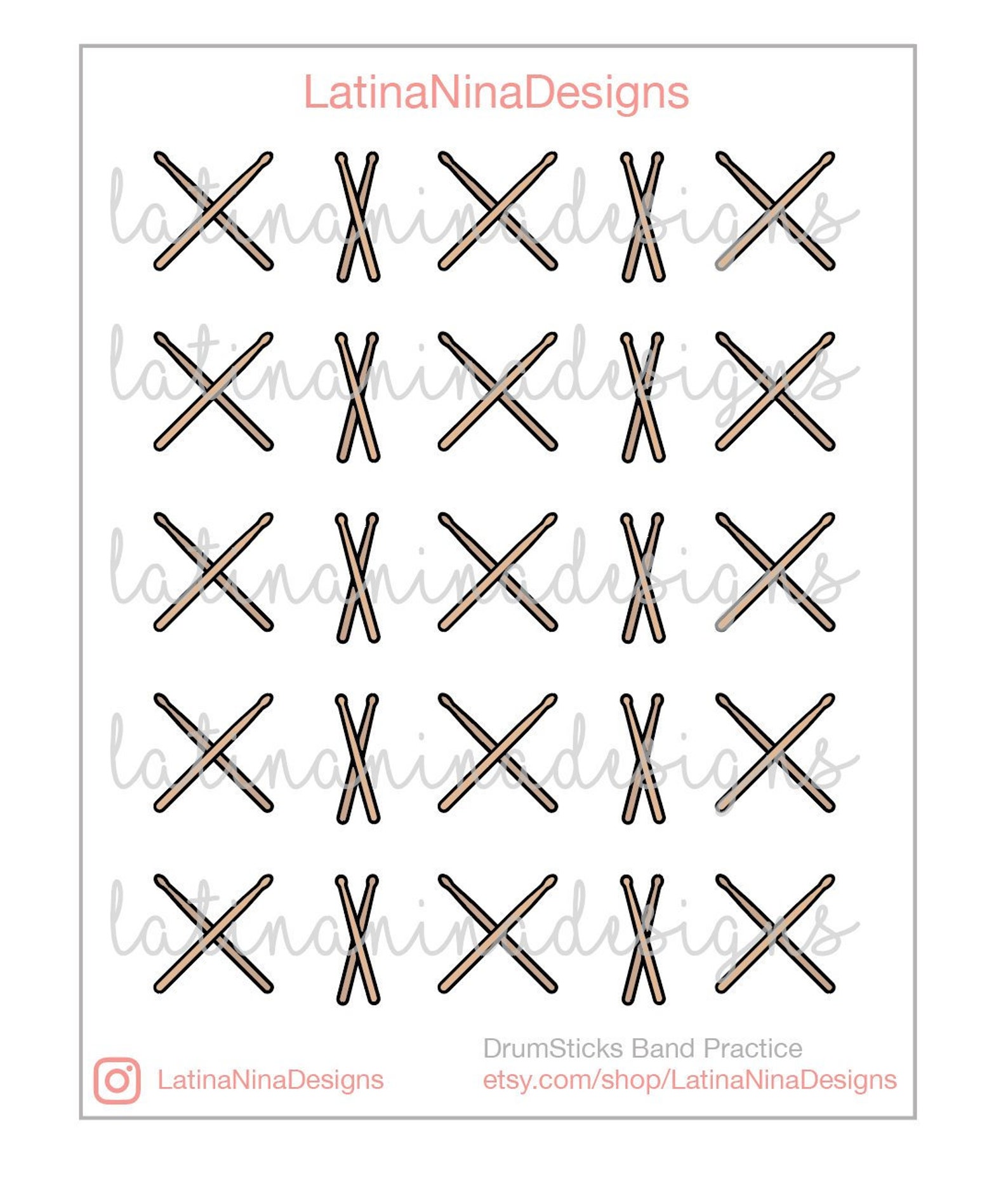 Drumstick Stickers, Band Practice, Drum Sticks, Planner Stickers, Happy