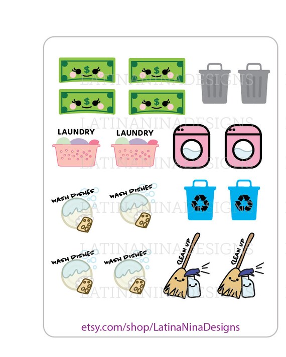 Trash Day Stickers - Chore Reminder Stickers - ToDo Planner