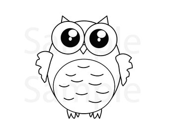 Owl coloring page, digital stamp, pdf, instant download, kawaii owl, line drawing, owl pdf,