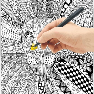 Lion Zentangle Adult Coloring Page - Instant Download Ready to Print and Color *** DIY *** PDF ***