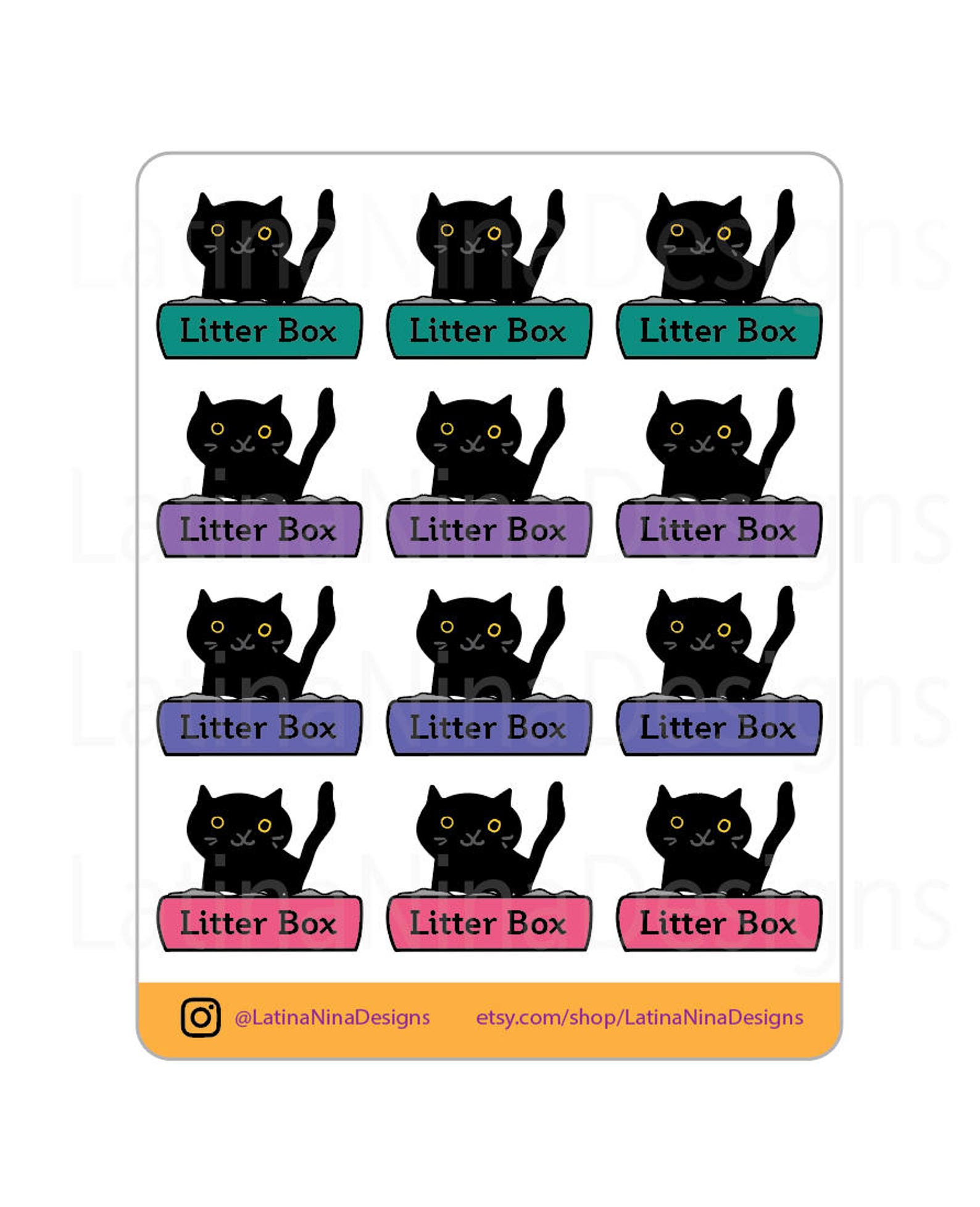 Kitty Litter, Stickers, Functional Stickers, Change Kitty Litter, Cat
