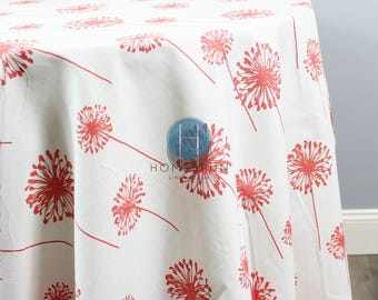 Mantel - Premier Prints Algodón - DIENTE DE LEÓN - Blanco Coral - Elige tu tamaño - Mantelería para bodas, decoración del hogar, comedor y cocina