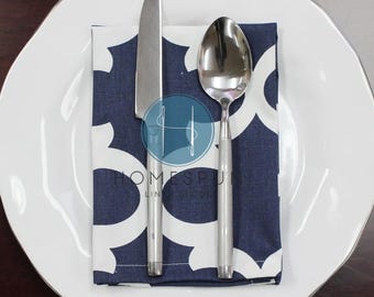 Servilletas - Juego de 4 - Premier Prints - FYNN - Azul y blanco - Mantelería - Decoración del hogar - Tela de algodón - Servilletas para mesa y cena
