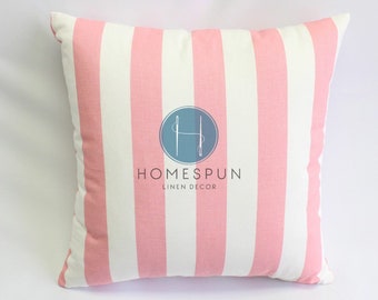 Funda de almohada - Premier Prints - CANOPY Stripe - Rosa bebé - Funda de almohada decorativa para decoración del hogar con cierre de cremallera - Todos los tamaños
