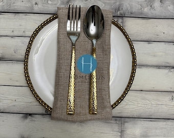 NAPKINS - Set of 6 - Vintage Linen - Wheat - Table Linen Home Decor Polyester Cloth Fabric Dining Dinner Napkins