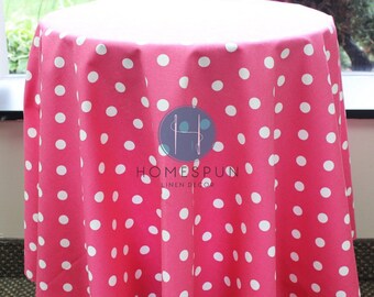 Tablecloth - Premier Prints - POLKA DOTS - Candy Pink White - Choose Your Size - Table Linen Wedding Home Decor Dining Kitchen