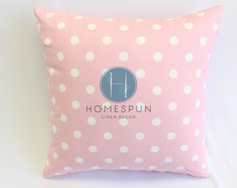 Pillow Cover - Premier Prints - POLKA DOTS - Baby Pink Girl - Home Decor Decorative Sofa Throw Pillow-Cover with Zipper Enclosure - Any Size