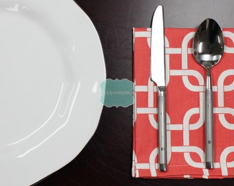 SERVILLETAS - Juego de 4 - Premier Prints - GOTCHA - Blanco coral - Ropa de mesa Decoración para el hogar Tela de algodón Servilletas para la cena