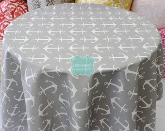 Mantel - Premier Prints Cotton - MARINERO - Anclas blancas grises al aire libre - Elija su tamaño - Ropa de mesa Boda Decoración del hogar Comedor Cocina