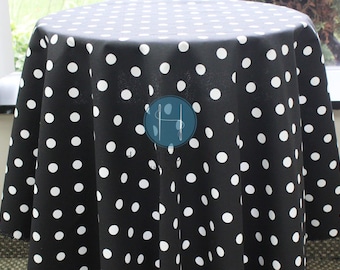Tablecloth - Premier Prints - POLKA DOTS - Black White - Choose Your Size - Table Linen Wedding Home Decor Dining Kitchen