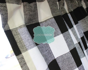 PAR de paneles de cortina - 2 piezas - Premier Print - ANDERSON - Negro Gris Blanco - Decoración del hogar Tratamiento de ventanas Cocina Valance Drapery