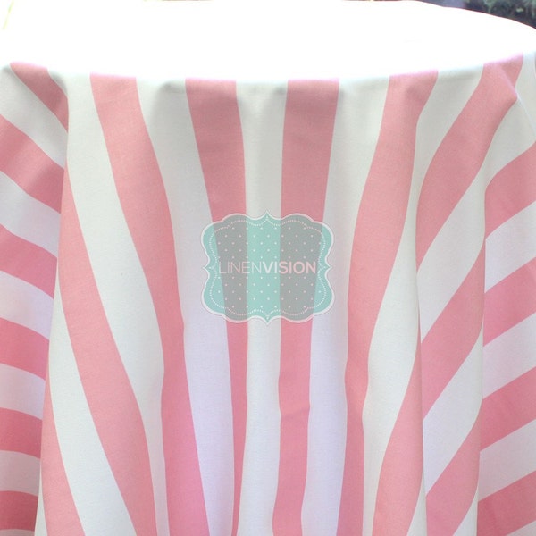 Tablecloth - Premier Prints - Canopy Stripe - Baby Pink - Choose Your Size - Table Linen Wedding Home Decor Dining Kitchen