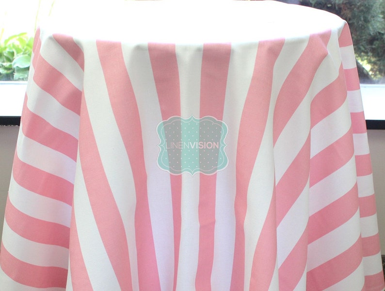 Tablecloth - Premier Prints - Canopy Stripe - Baby Pink - Choose Your Size - Table Linen Wedding Home Decor Dining Kitchen Bild 1