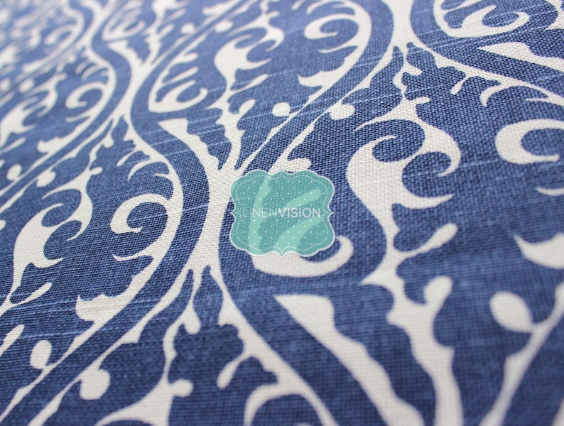 KIMONO Damask Table Linen Wedding Home Decor Dining Kitchen Premier Prints Snorkel Blue White Tablecloth Choose Your Size