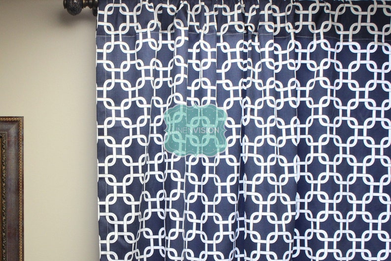 Home Decor Window Treatment Kitchen Valance Drapery Blue White Premier Print 2 pc PAIR of Curtain Drape Panels GOTCHA