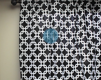 PAIR of Curtain Drape Panels - 2 PC - Premier Print - Gotcha - Ebony - Home Decor Window Treatment Kitchen Valance Wedding