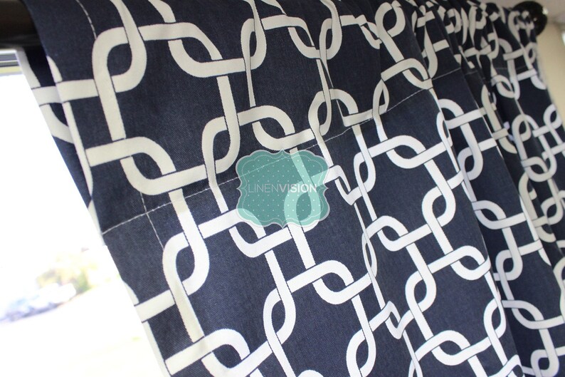 Home Decor Window Treatment Kitchen Valance Drapery Blue White Premier Print 2 pc PAIR of Curtain Drape Panels GOTCHA
