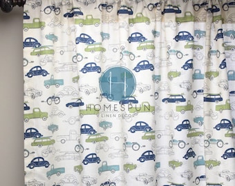 PAR de paneles de cortina - 2 PC - Premier Print - Retro Rides - Felix - Home Decor Window Treatment Kitchen Valance