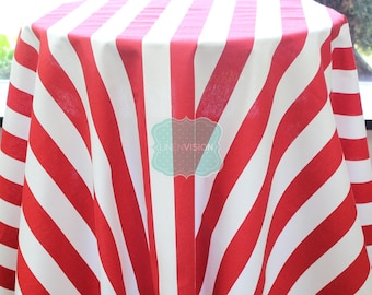 Tablecloth - Premier Prints - Canopy Stripe - Lipstick Red - Choose Your Size - Table Linen Wedding Home Decor Dining Kitchen