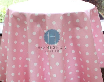Tablecloth - Premier Prints - POLKA DOTS  - Baby Pink White - Choose Your Size - Table Linen Wedding Home Decor Dining Kitchen