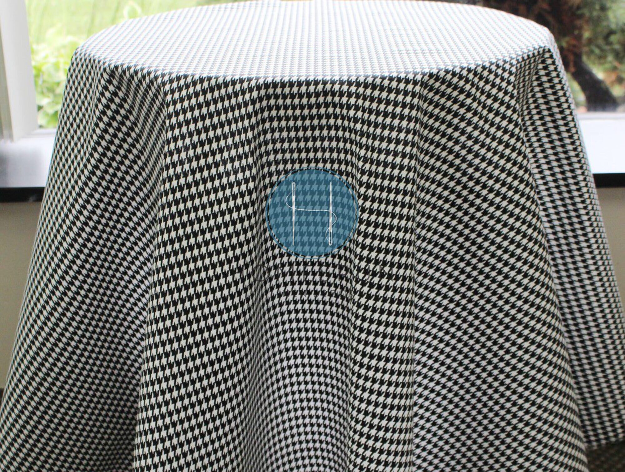 Tablecloth - Premier Prints - HOUNDSTOOTH Mini Print - Black - Choose Your Size - Table Linen Wedding Home Decor Dining Kitchen