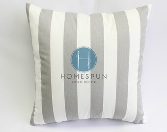 Funda de almohada - Premier Prints - CANOPY Stripe - Gris tormenta - Funda de almohada decorativa para decoración del hogar con cierre de cremallera - Todos los tamaños
