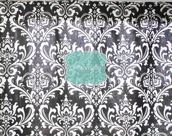 PAR de paneles de cortina - 2 PC - Impresión Premier - Damasco Ozborne - Negro - Decoración del hogar Tratamiento de ventanas Cocina Valance Evento de boda