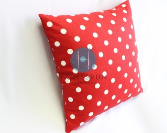 Pillow Cover - Premier Prints - POLKA DOTS - Lipstick Red - Home Decor Decorative Sofa Throw Pillow-Cover with Zipper Enclosure - Any Size